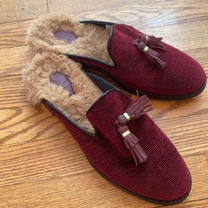 Burgundy Sperry Velvet Mules Sz 9